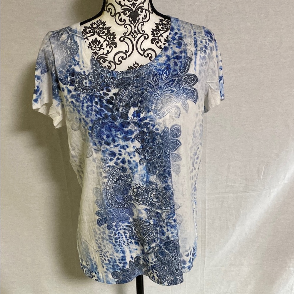 Chico’s Zenergy Blue and White Women's Top
